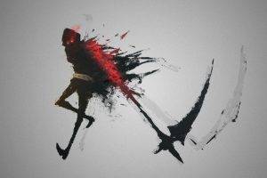 Grim Reaper, Artwork, Concept Art, Simple Background, Fantasy Art, Dark, Blood