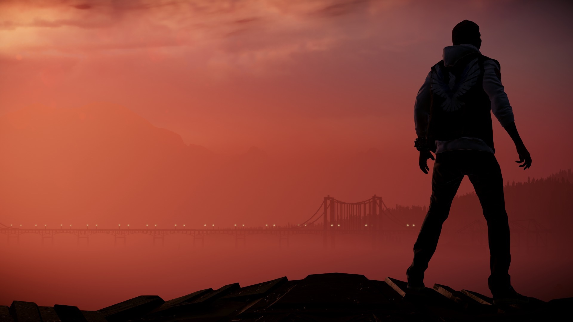 Delsin Rowe, Infamous: Second Son, Seattle, Photo Mode, Good Karma, Silhouette, Video Games, PlayStation 4, Sony Wallpaper