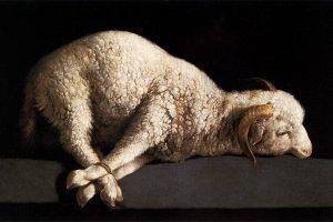 artwork, Painting, Sheep, Tied Down, Animals