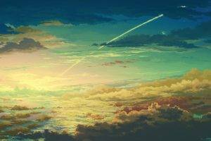 clouds, Space, Anime