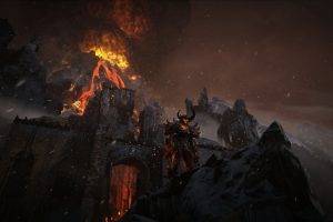 Unreal Engine 4, Demon, Volcano, Video Games, Fire, Fortress, Snow, Hill
