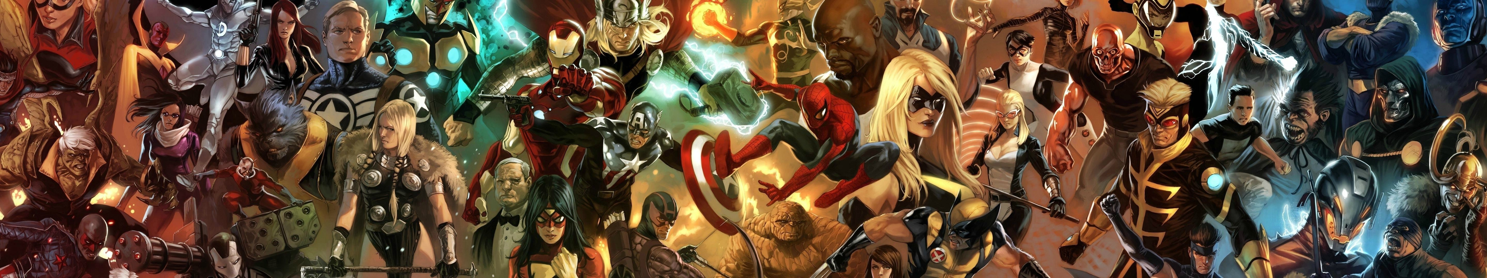 Iron Man, Black Widow, Captain America, Thor, Spider Man, Wolverine, Dr. Doom, Comics, The Vision Wallpaper