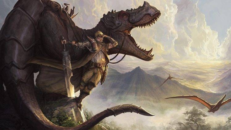 dinosaurs, Weapon, Fantasy Art HD Wallpaper Desktop Background