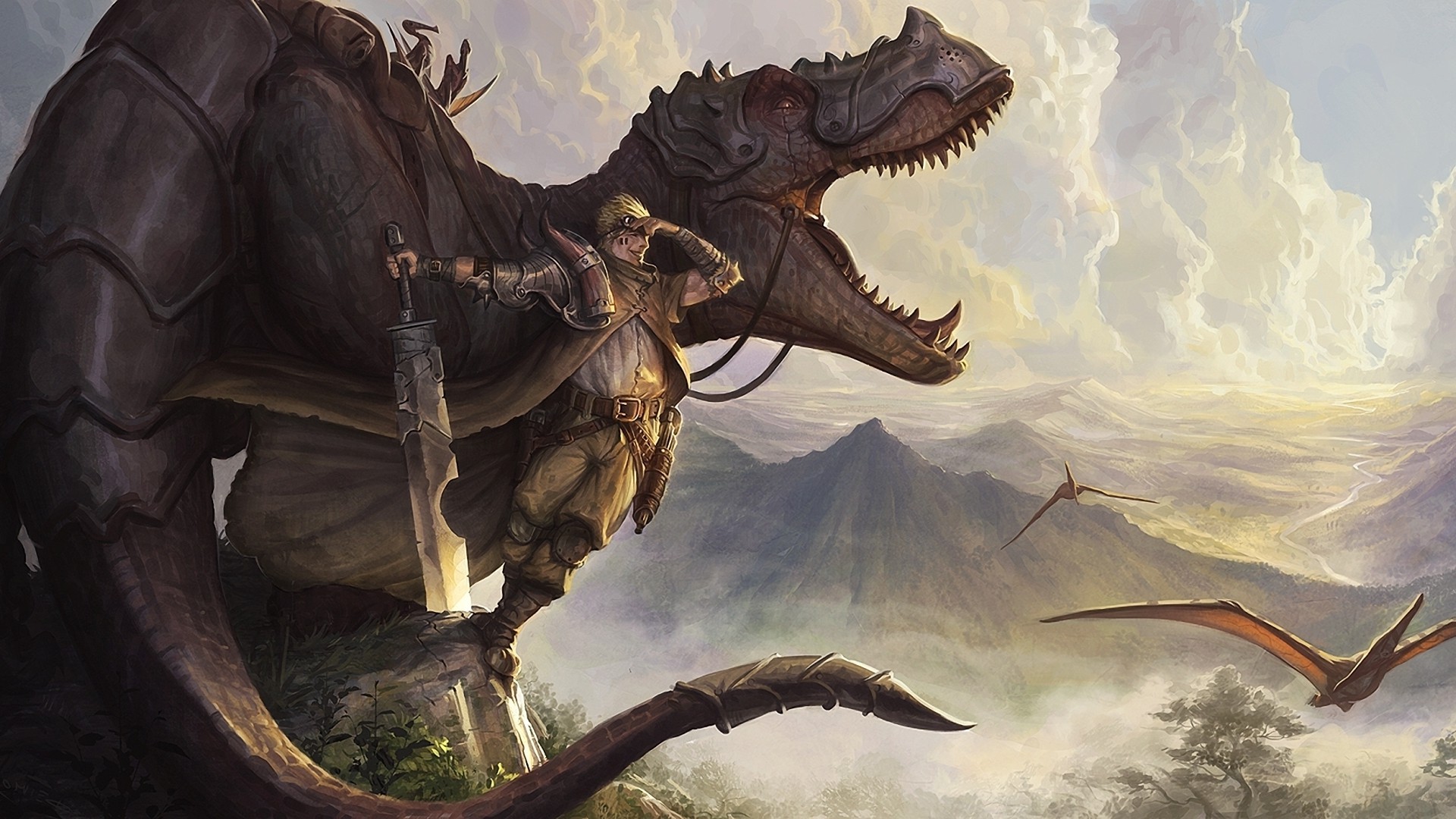 dinosaurs, Weapon, Fantasy Art Wallpaper
