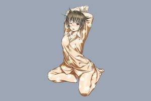 Hanekawa Tsubasa, Anime Girls, Anime, Monogatari Series, Simple Background, Pyjamas, Short Hair