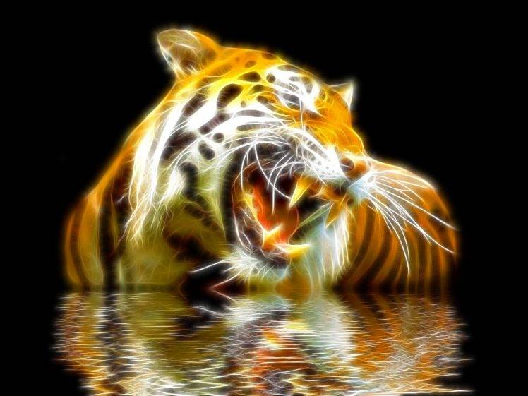 tiger, Nature, Animals, Fractalius HD Wallpaper Desktop Background