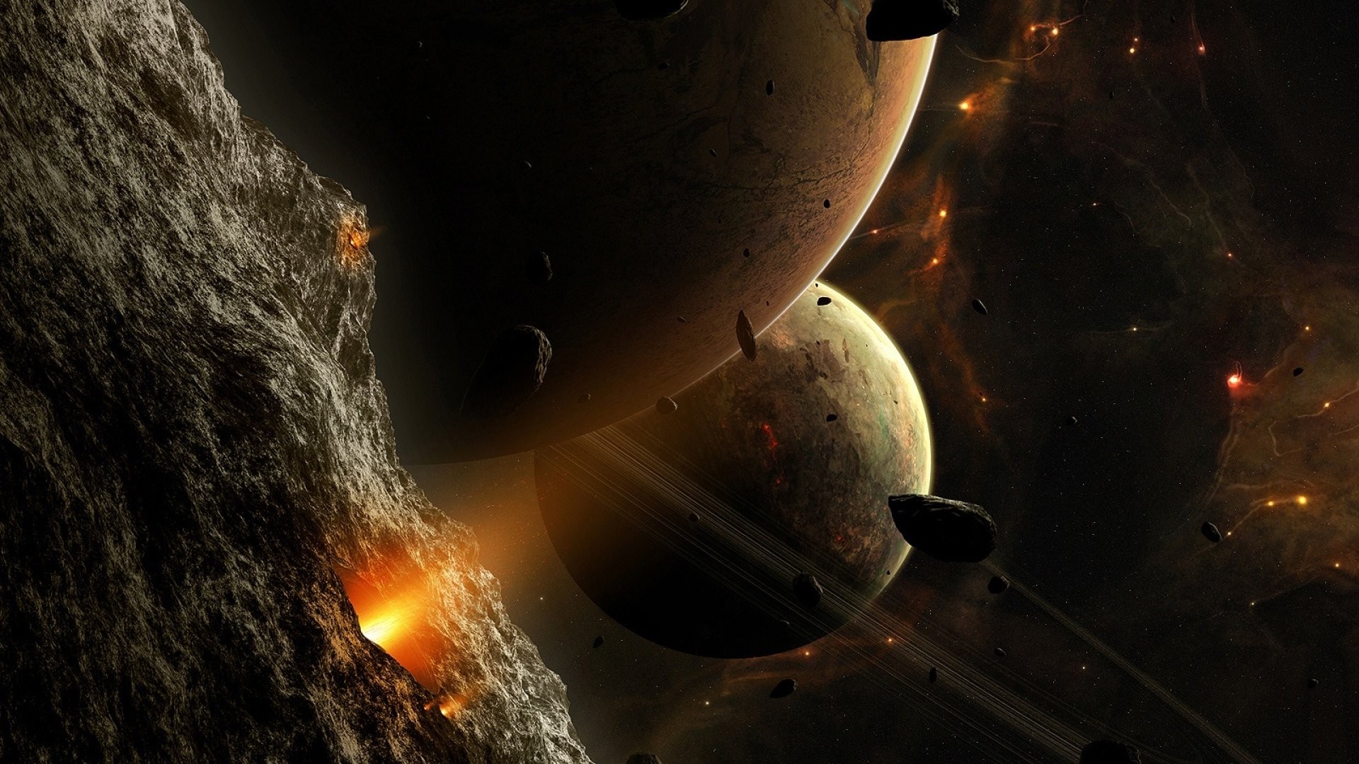 space, Planet, Stars, Space Art, Asteroid Wallpaper