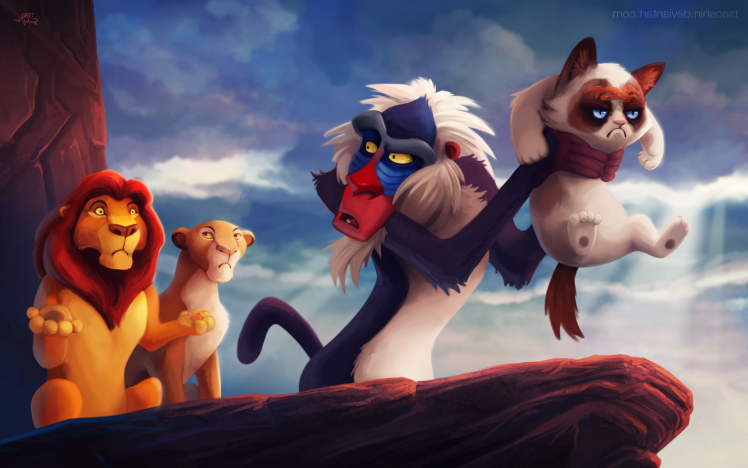 humor, Grumpy Cat, The Lion King, Cat, Rafiki, Soft Shading, Memes HD Wallpaper Desktop Background