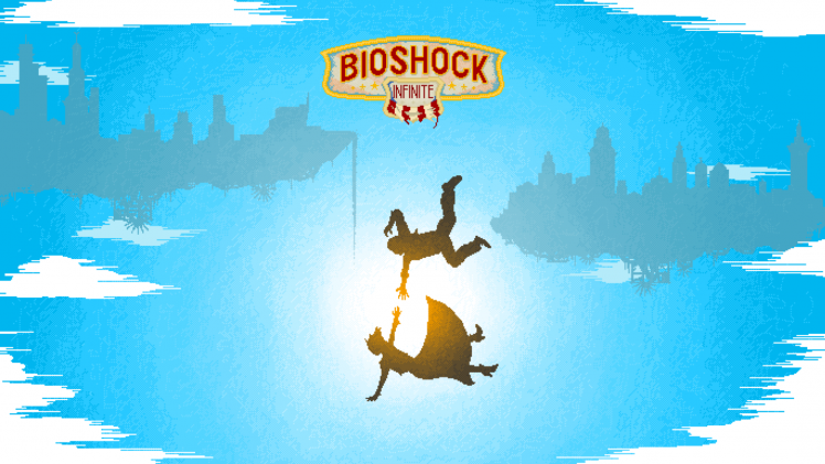 BioShock Infinite, Pixel Art, Booker DeWitt, Video Games, Falling, Elizabeth (BioShock) HD Wallpaper Desktop Background