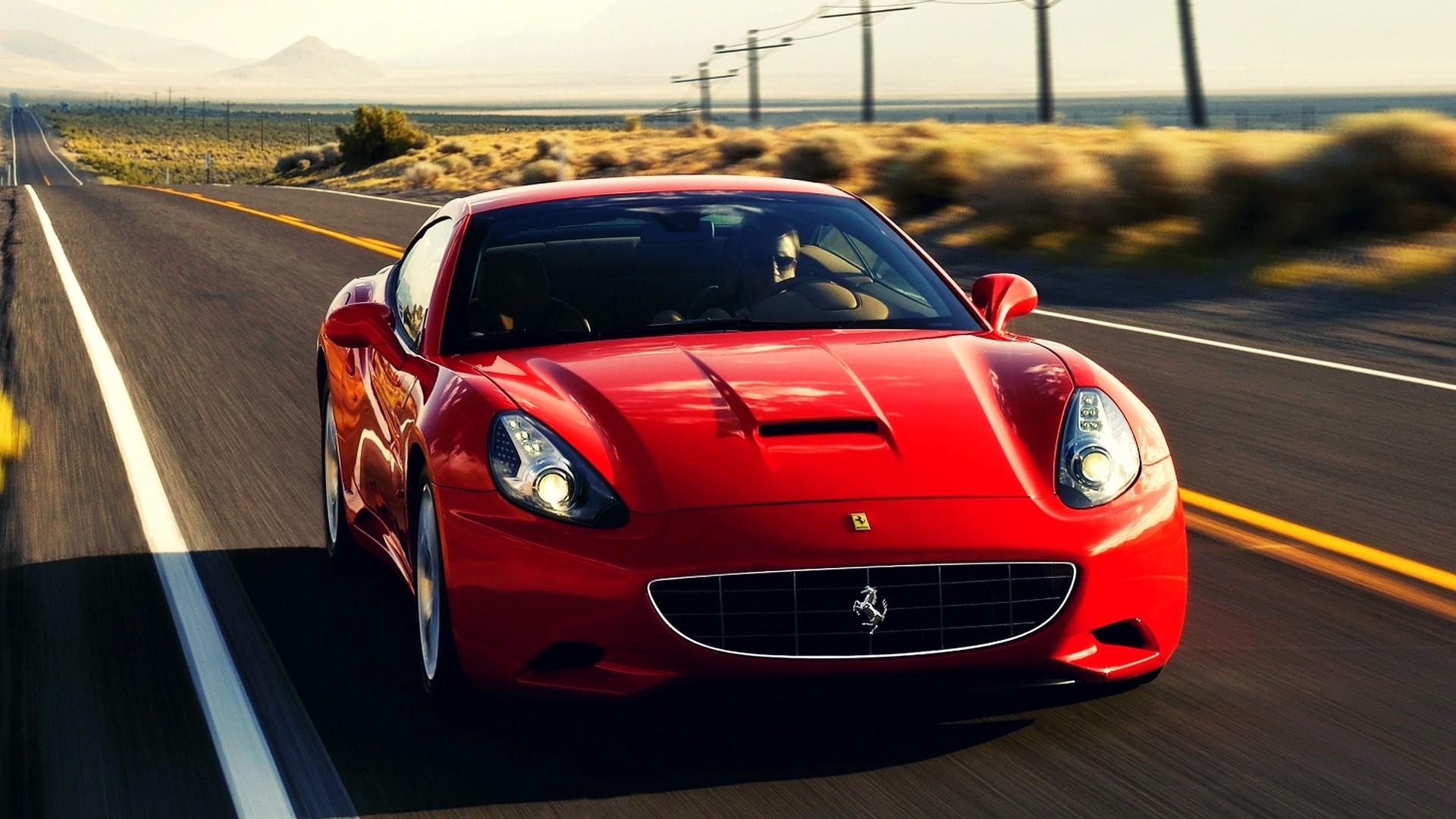 car, Ferrari California, red cars, motion blur Wallpaper