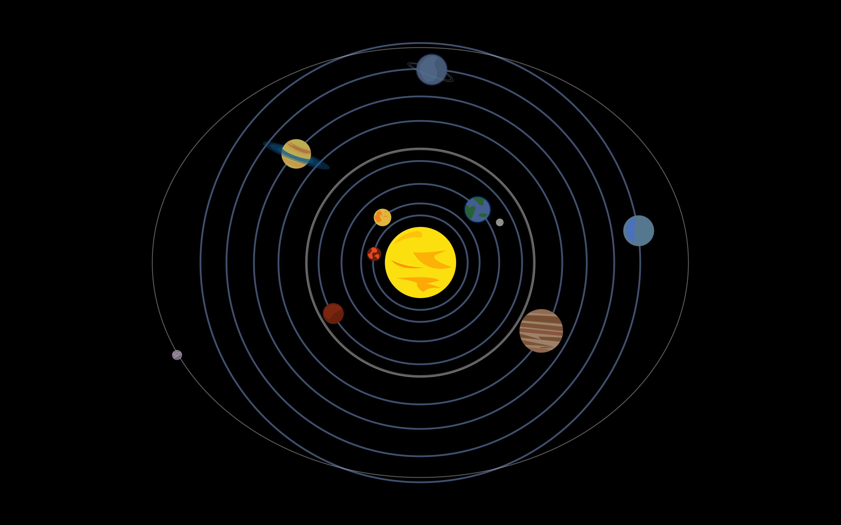 Solar System, Planet, Orbits, Minimalism Wallpaper