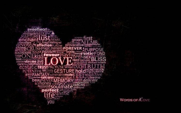 love, Hearts, Typography, Word Clouds HD Wallpaper Desktop Background