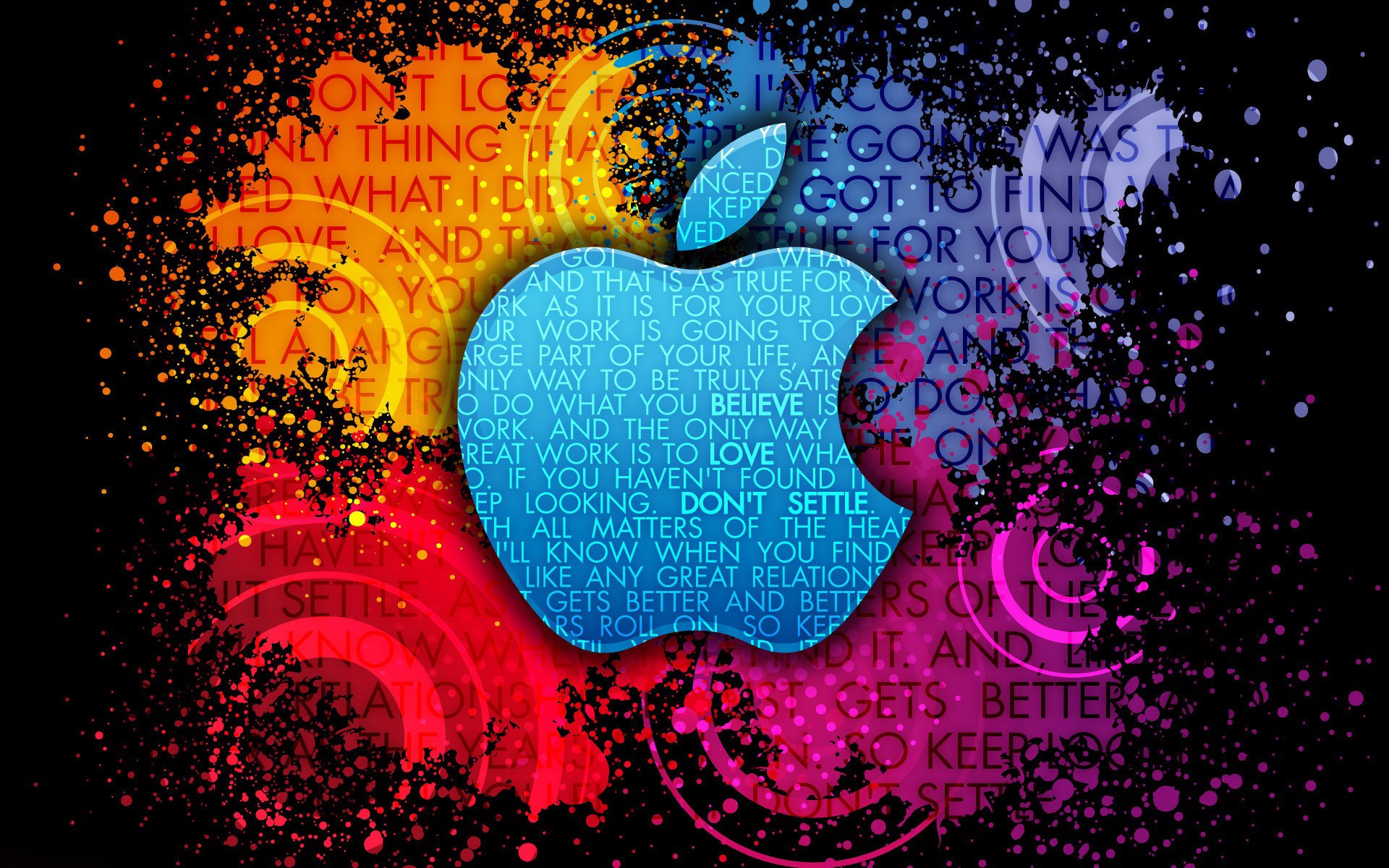 typography, Apple Inc., Paint Splatter, Colorful Wallpaper