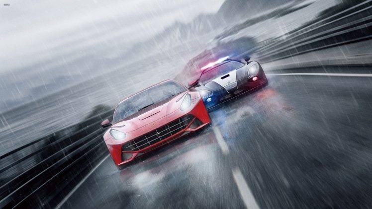 Need For Speed: Rivals, Ferrari F12berlinetta, Koenigsegg Agera, Video Games, Rain, Road HD Wallpaper Desktop Background