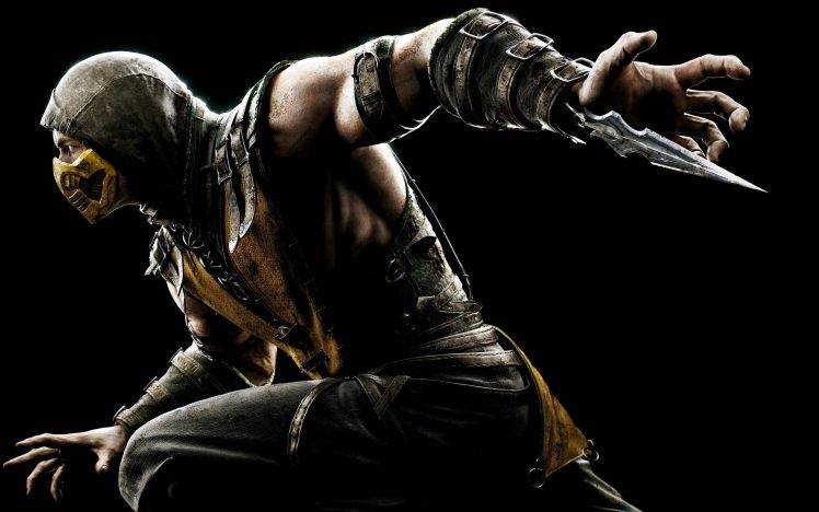 Scorpion (character), Mortal Kombat, Mortal Kombat X, Video Games, Spear HD Wallpaper Desktop Background