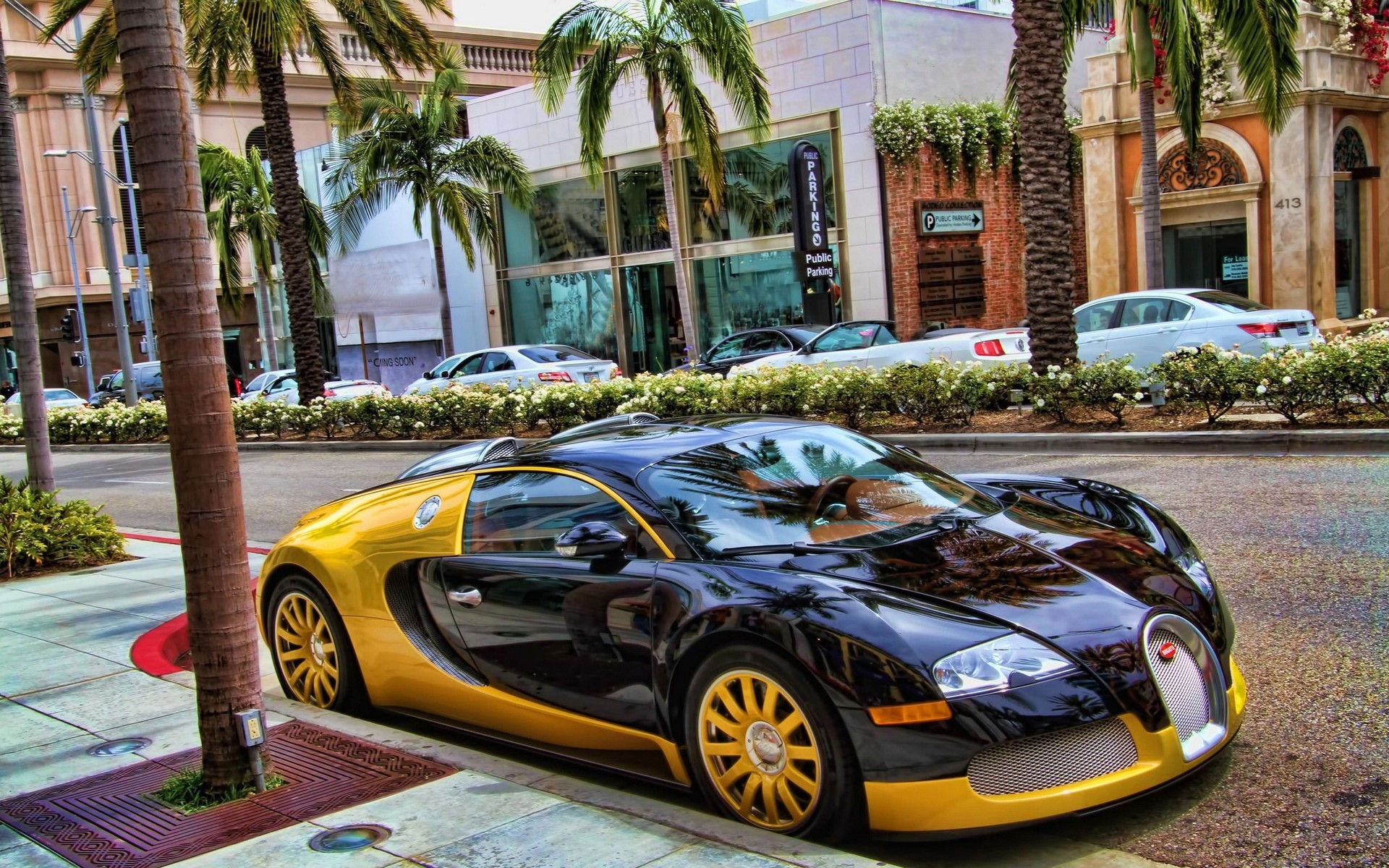 Bugatti Veyron, Car, HDR, Los Angeles Wallpaper