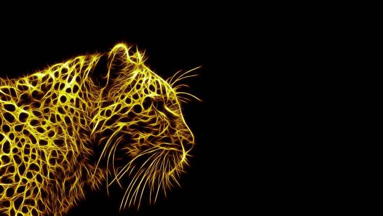 leopard, Black Background, Fractalius, Animals HD Wallpaper Desktop Background