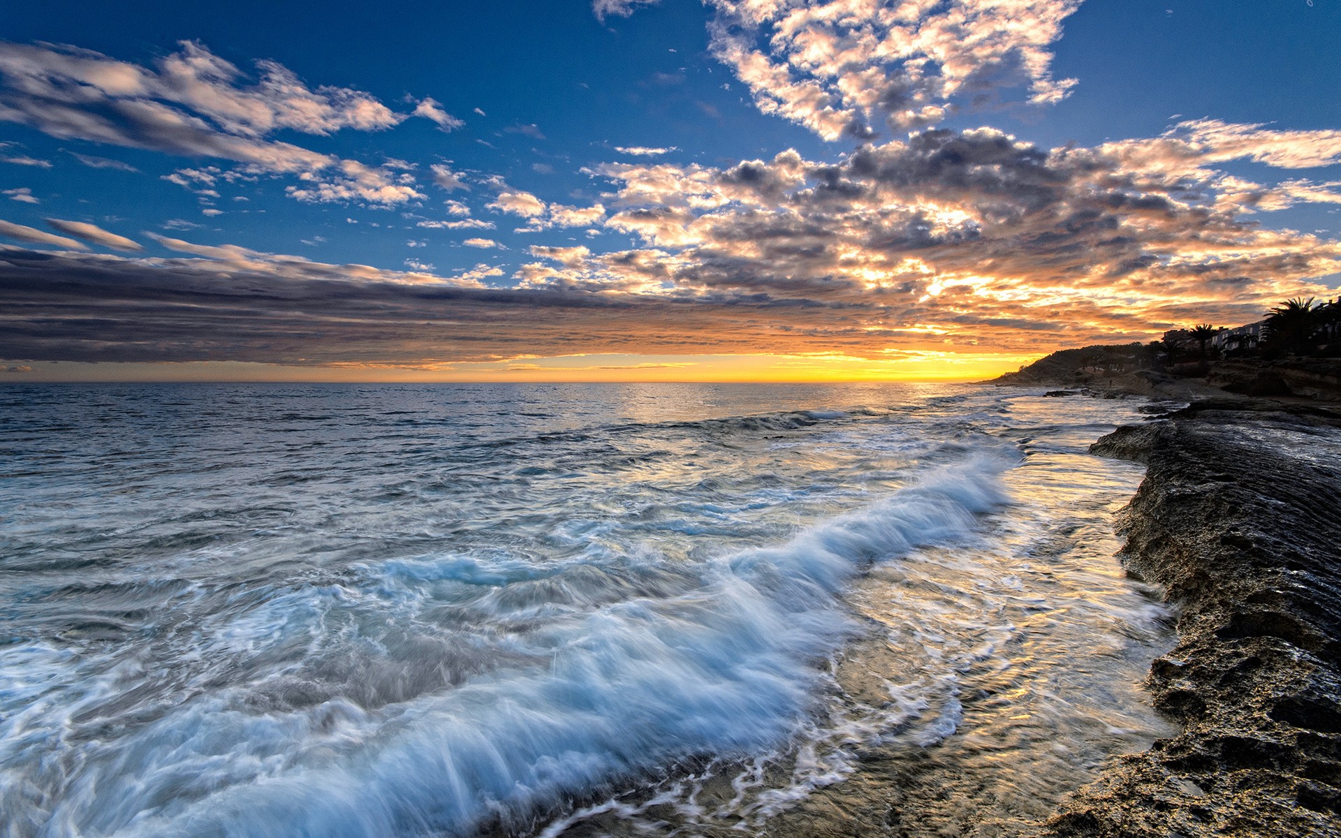 nature, Sea, Sky, Sunset, Waves Wallpapers HD / Desktop ...