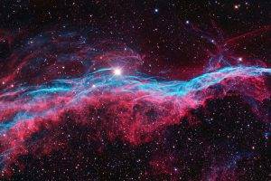 red, Blue, Stars, Space, Nebula