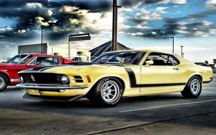 Ford Mustang, Car, Boss 302, Muscle Cars, Drawing HD Wallpaper Desktop Background