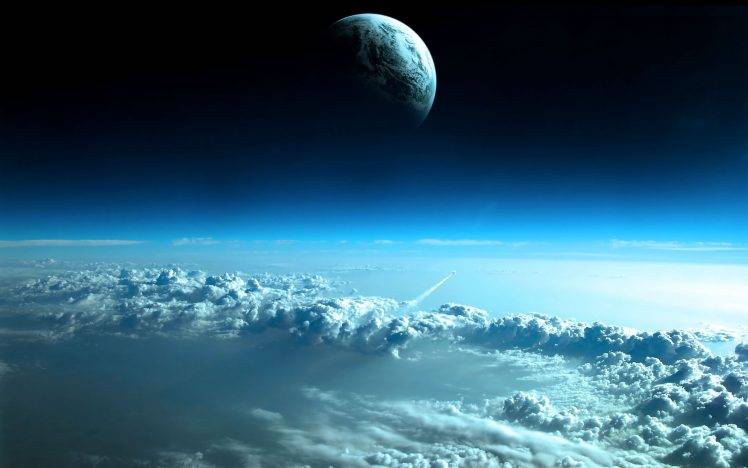 space, Earth, Clouds, Moon HD Wallpaper Desktop Background
