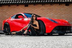 women, Ferrari, Car, Brunette, High Heels, Super Car, Women With Cars, Red Cars