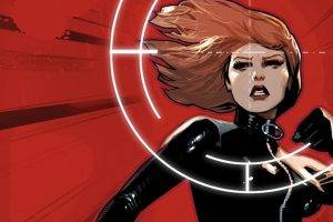 Black Widow, Comics, Redhead, Red Background, Superheroines