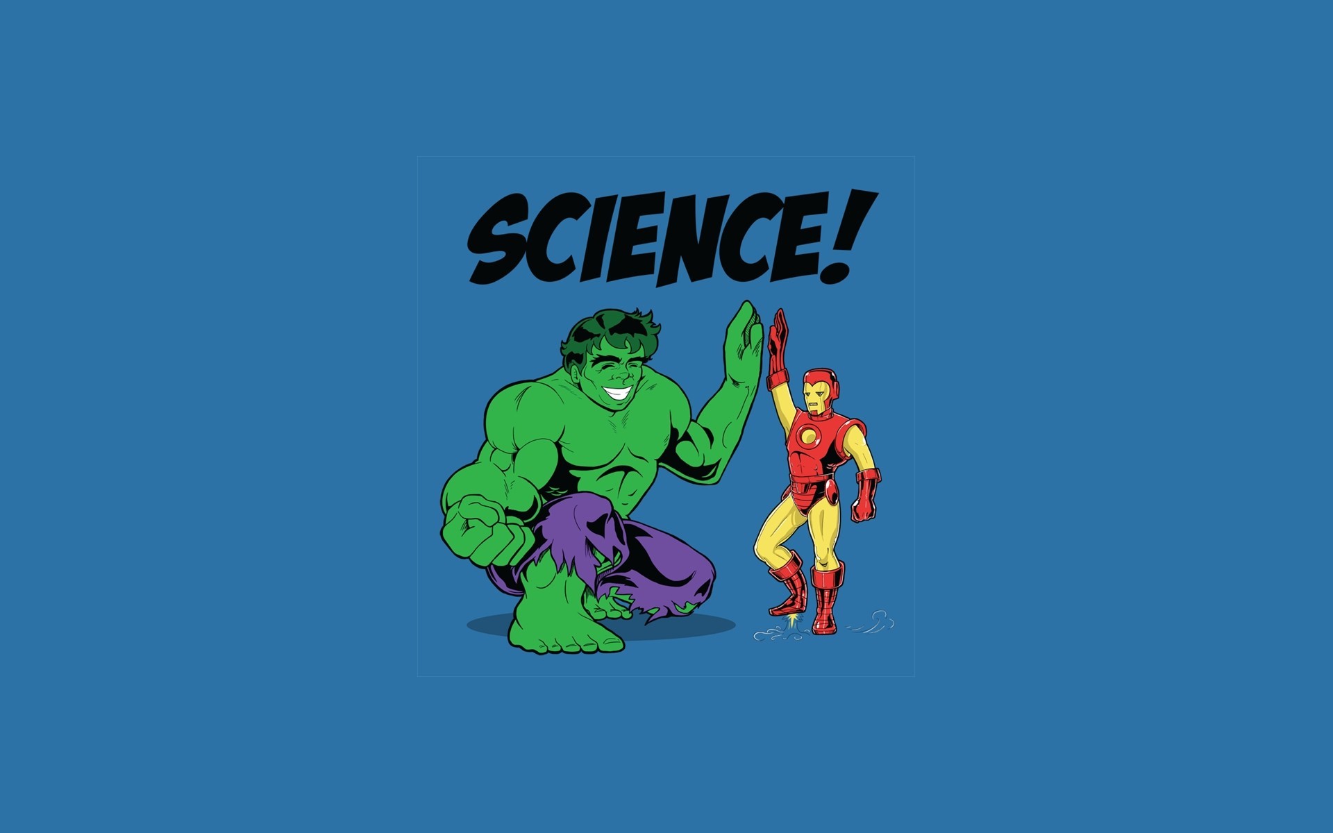 Marvel Comics, Hulk, Iron Man, Science, Humor, Blue Background Wallpaper