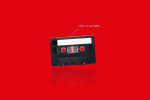 cassettes, Simple, Red Background, Humor