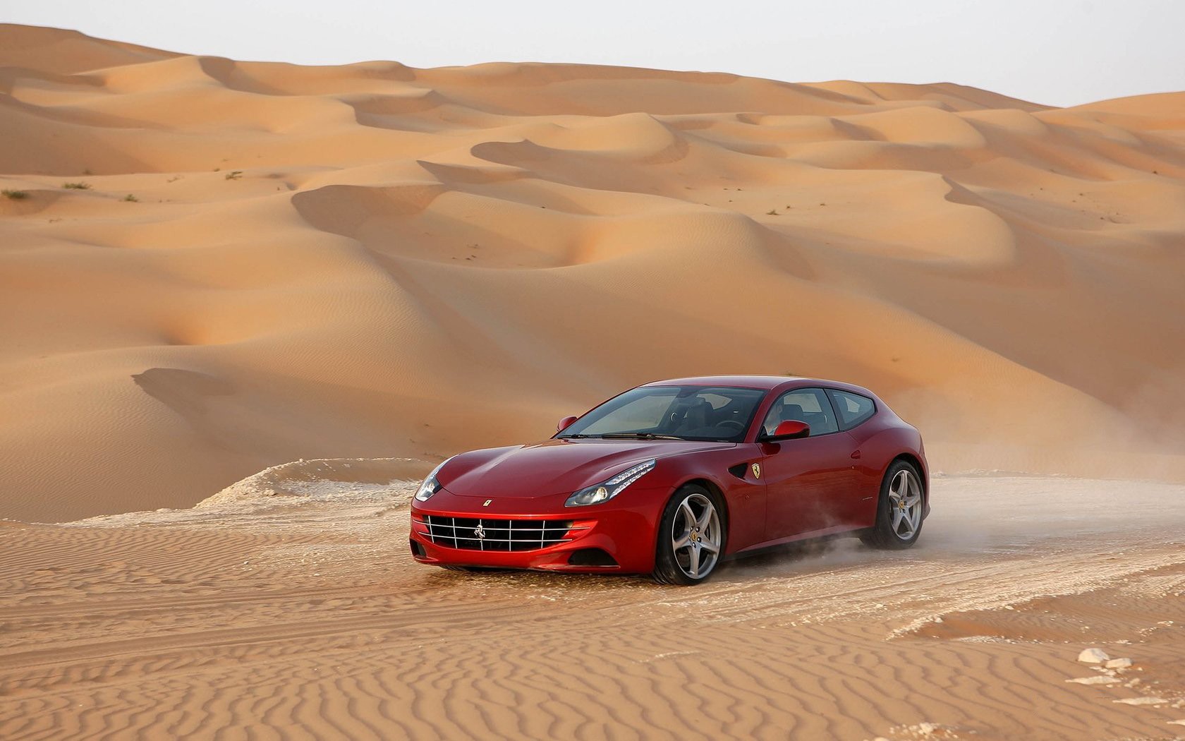 car, Ferrari FF, Red Cars, Desert, Dune Wallpaper