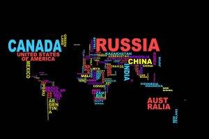 map, Typography, Colorful, Russia, Word Clouds