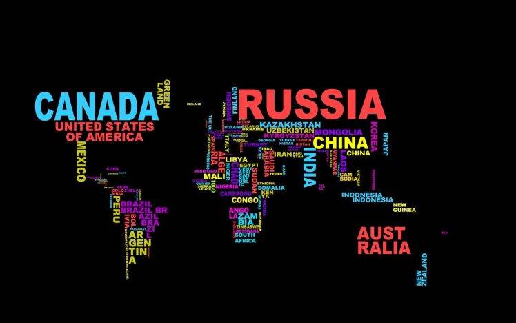 map, Typography, Colorful, Russia, Word Clouds HD Wallpaper Desktop Background