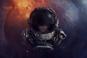 Astronaut, digital_art, artwork, space, planet