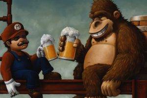 Super Mario, Donkey Kong, Humor, Beer