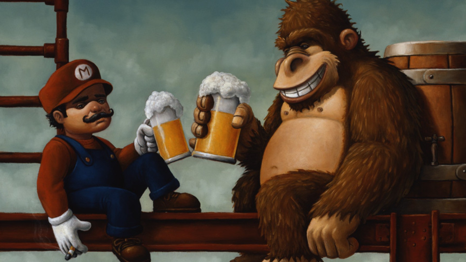 Super Mario, Donkey Kong, Humor, Beer Wallpaper