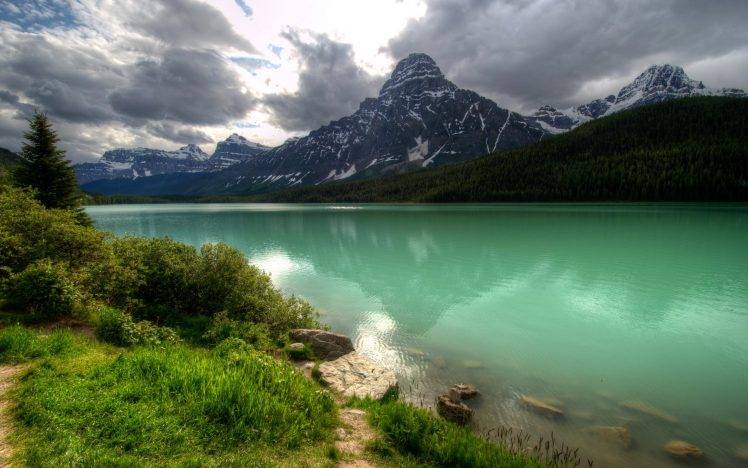 nature, Lake, Grass, Mountain, Sky HD Wallpaper Desktop Background