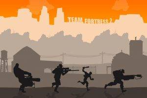 video Games, Team Fortress 2, Valve Corporation, Valve, Heavy (charater), Sniper (TF2), Scout (character), Pyro (character), Minimalism, Simple, Gun, Sniper Rifle, Machine Gun, Flamethrower