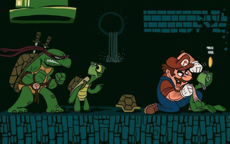 video Games, Super Mario, Turtle, Teenage Mutant Ninja Turtles, Coins, Fighting, Glasses, Sword HD Wallpaper Desktop Background