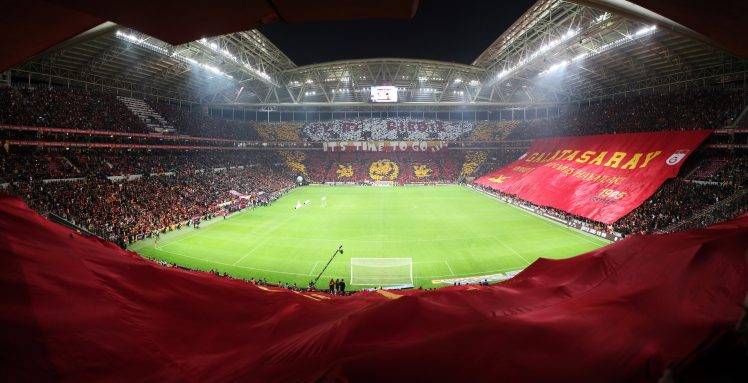 Galatasaray S.K., Turk Telekom Arena, Soccer Pitches, Soccer, Fans, Yellow, Red HD Wallpaper Desktop Background
