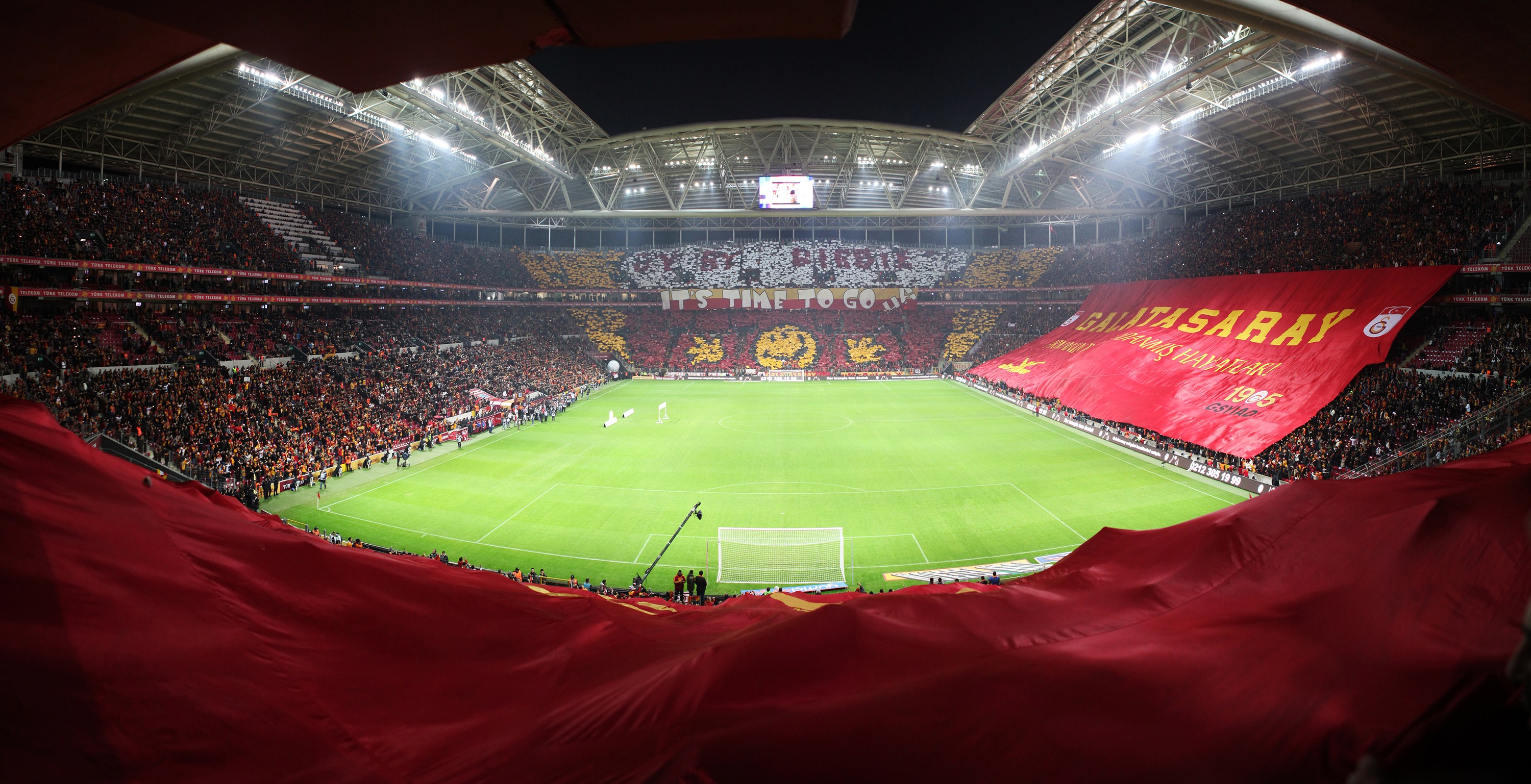 Galatasaray S.K., Turk Telekom Arena, Soccer Pitches, Soccer, Fans, Yellow, Red Wallpaper