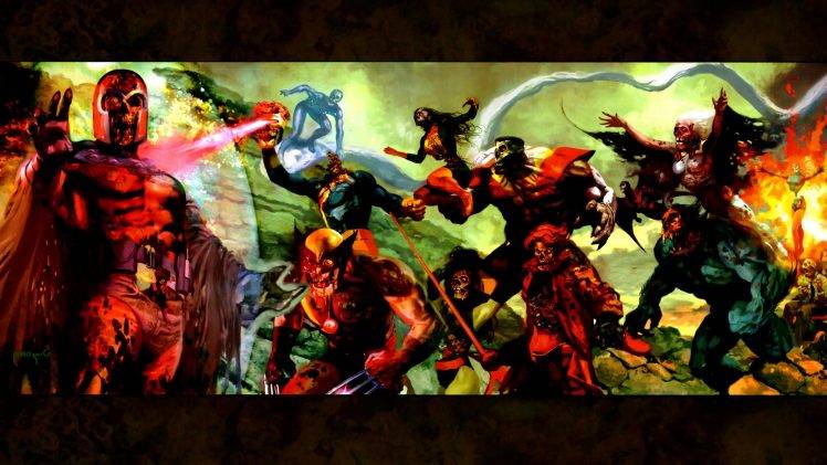 comics, X Men, Wolverine, Magneto, Zombies HD Wallpaper Desktop Background