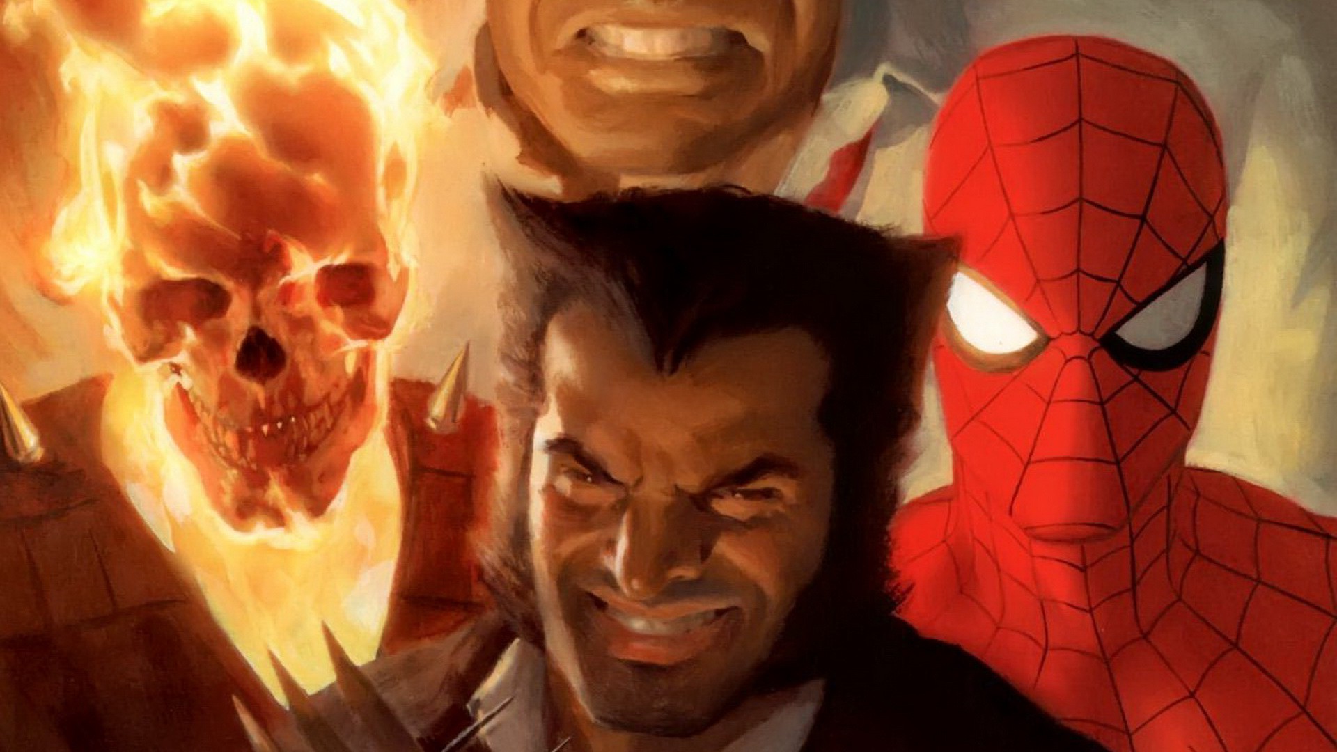 comics, Wolverine, Spider Man, Ghost Rider Wallpaper