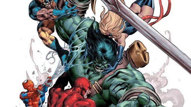 comics, Wolverine, Hulk, Spider Man, Daredevil, Ms. Marvel HD Wallpaper Desktop Background