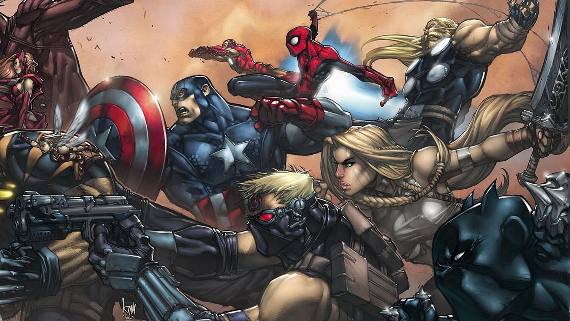 comics, Spider Man, Captain America, The Avengers, Thor, Hawkeye Wallpaper