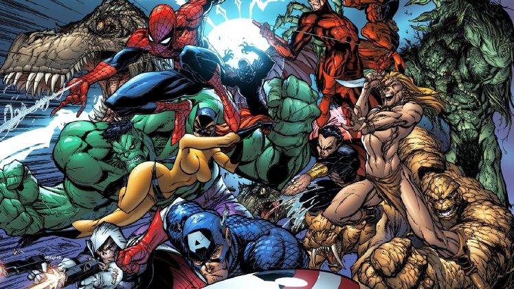 comics, Spider Man, Captain America, Hulk HD Wallpaper Desktop Background