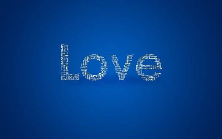 love, Blue Background, Typography, Simple Background HD Wallpaper Desktop Background
