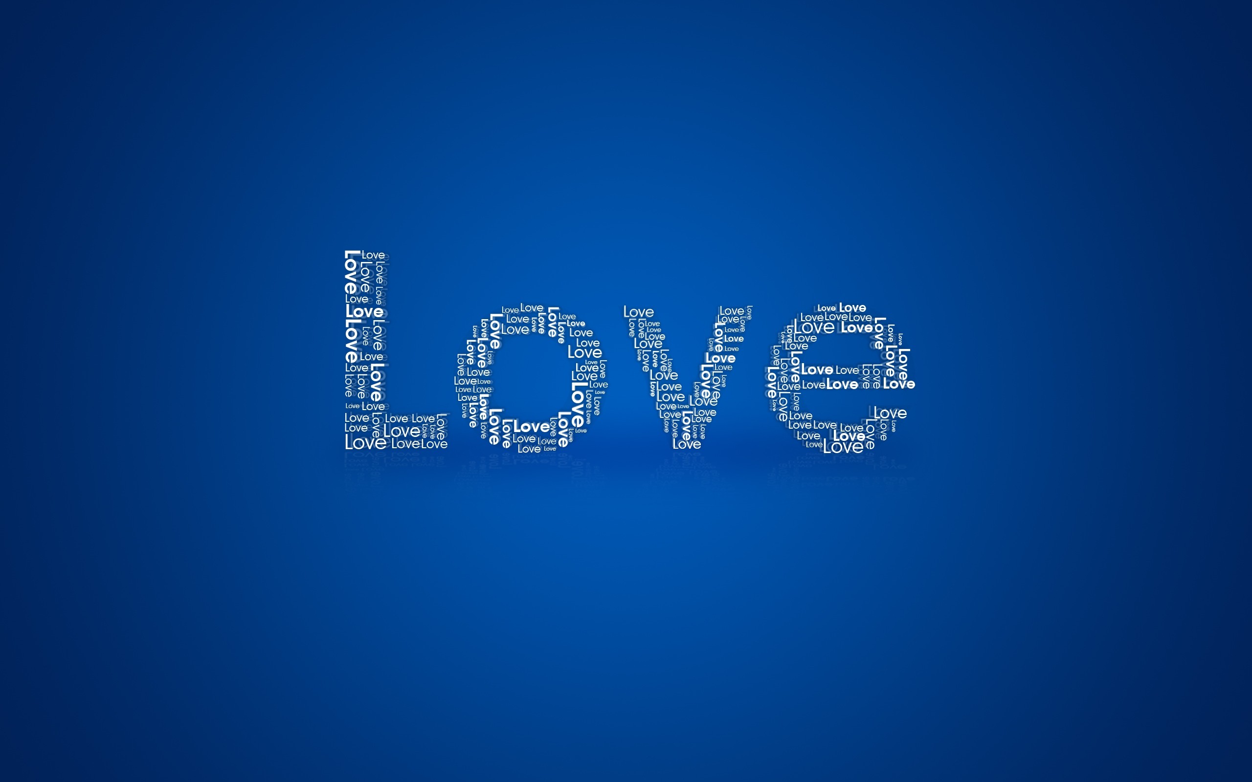love, Blue Background, Typography, Simple Background Wallpaper