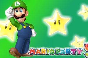 Mario Party, Luigi, Video Games, Nintendo, Mario Party 9, Stars, Green Background