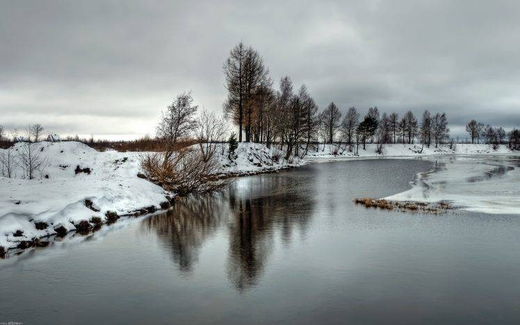 nature, River, Snow, Frozen Lake HD Wallpaper Desktop Background