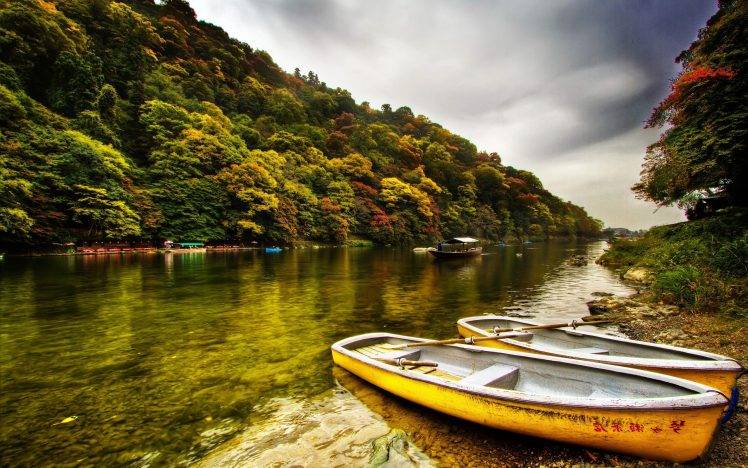 nature, River, Boat, Trees HD Wallpaper Desktop Background